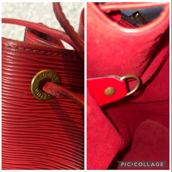 Louis Vuitton NoΓ© Epi Leather Drawstring Bucket Shoulder Bag Purse in Red AR1915 - Picture 14 of 17